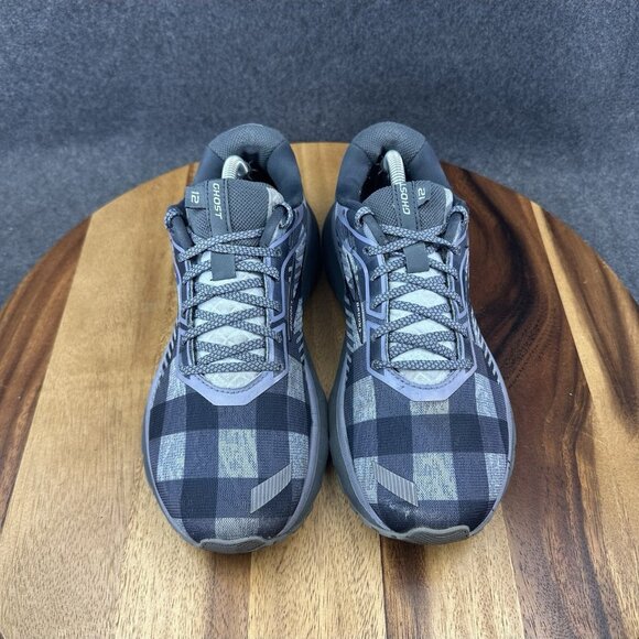 Brooks Ghost 12 Shoes Womens 8 Medium B Grey Purple Plaid Sneakers 1203051B442 - Picture 4 of 14